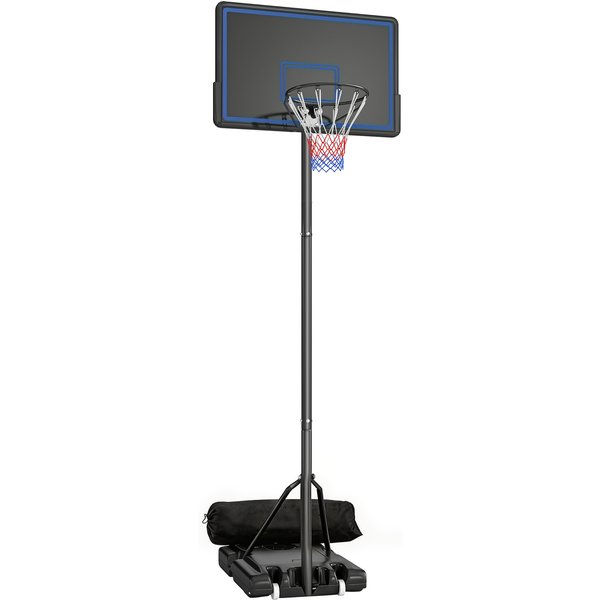 Sportnow Panier De Basketball Sur Pieds Avec Hauteur RéGlable De 1,35 à 3,05 M Avec Roues, Base De Lestage Et Sac De Sable, Bleu-image