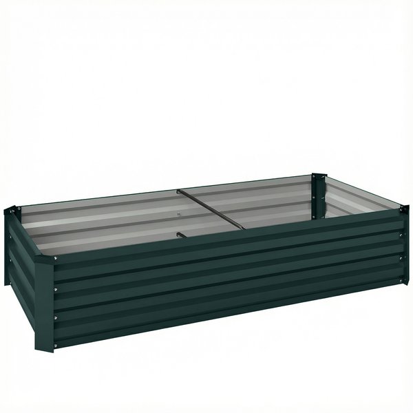 Outsunny JardinièRe Rectangulaire Potager De Jardin En Acier Galvanisé Bordure De SéCurité Et Fond Ouvert 150X70X30Cm Vert-image