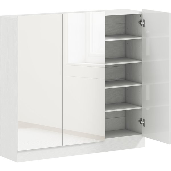 HOMCOM Schuhschrank, Schuhregal mit Verstellbaren Ablagen, Belüftungslöchern, Hochglanztüren, Schuhaufbewahrung mit Soft-Close-Funktion, Schuhkommode für 25–30 Paar 106,4x34x108,5cm, Weiß Aosom