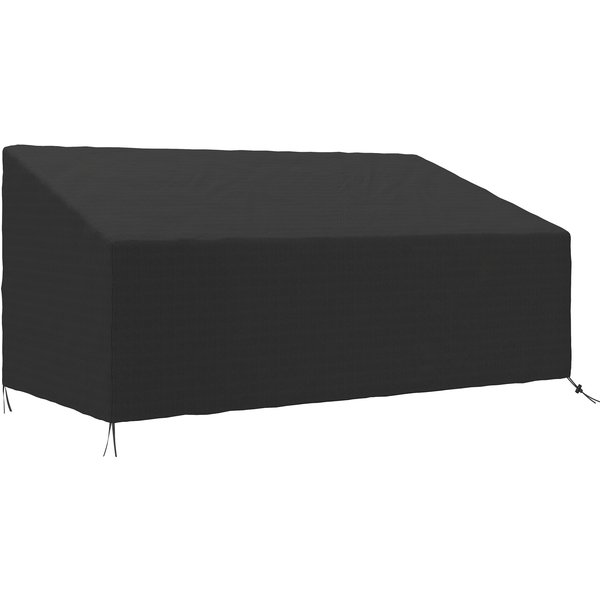 Outsunny 600D Oxford Cloth Furniture Cover, 3 Seater Sofa Protector for Garden Patio, Outdoor, Waterproof, Black, 218 x 111 x 63-101 cm