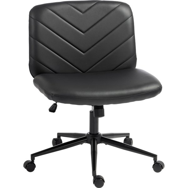 HOMCOM Home Office Desk Chair Height Adjustable Swivel Chair Cross Legged Wide Seat Swivel Wheels Black | Aosom Ireland