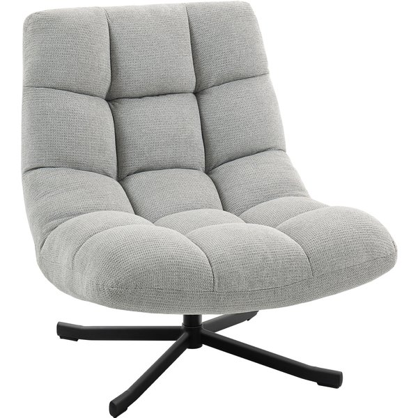 HOMCOM Sessel Drehbar Loungesessel mit Breiter Sitzfläche, gepolstert Relaxsessel mit wasserabweisend Chenille-Optik, gekreuzt Stahlbeine, modern Polsterstuhl für Wohnzimmer, Schlafzimmer, Hellgrau Aosom