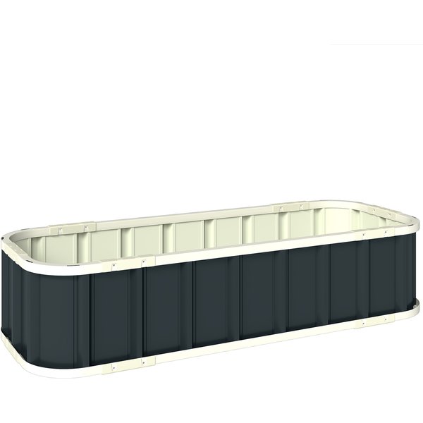 Outsunny Hochbeet Stahl, Pflanzbeet mit Klickverschlüssen Gefaltete Kante Frühbeet Gartenbeet Blumenkasten Pflanzkasten Pflanzkübel Gemüsebeet 136 x 52 x 31 cm für Garten Balkon, Blumen, Pflanzen Aosom