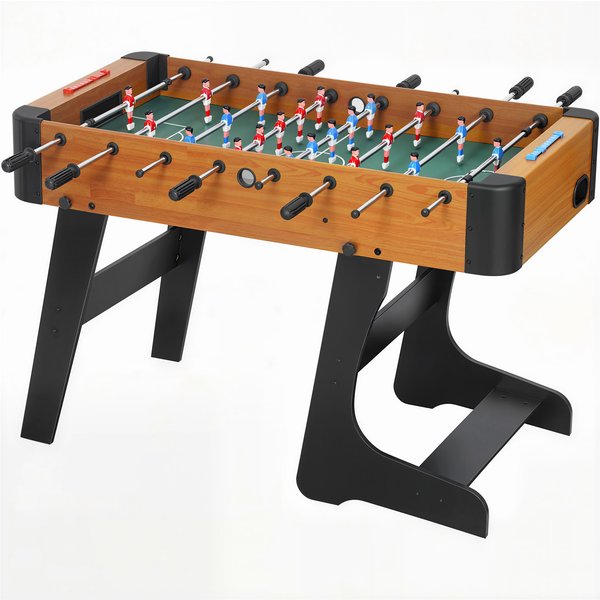 Sportnow Baby-Foot Pliable En Bois Table De Babyfoot Pliable Sur Pied Avec 2 Balles 22 Joueurs, 118 X 107,5 X 78 Cm, Marron-image