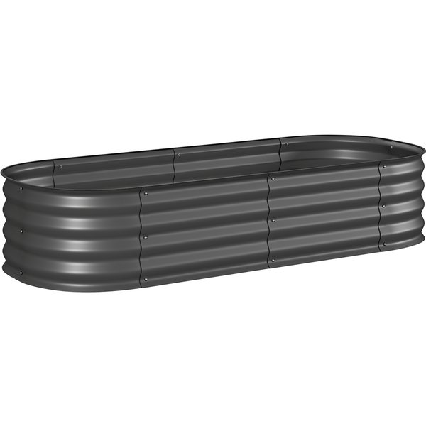 Outsunny JardinièRe Carré Potager De Jardin En Acier Galvanisé Modulable Pour LéGumes Plantes Fleurs, 150 X 62 X 30 Cm Gris Foncé-image