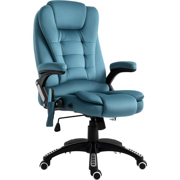 Vinsetto Bürosessel mit Massage- und Wärmefunktion, höhenverstellbarer Gamingstuhl bis 120kg, 68x72x110-120cm, Blau Aosom.de