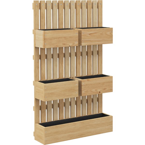 Outsunny Hochbeet Holz, verstellbar Pflanzbeet mit Rankgitter Frühbeet Gartenbeet Blumenkasten Pflanzkasten 60x16x100cm für Garten Balkon, Gartenspalier für Blumen, Kletterpflanzen, Gemüse Kräuter Aosom