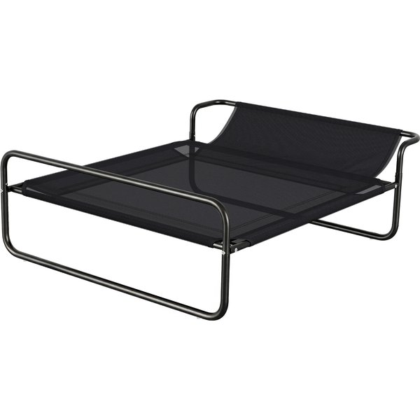 Pawhut Lit SuréLevé Pour Chiens Animaux De Compagnie Avec Appui-TêTe Tissu Micro-Perforé 106 X 81 X 33 Cm Noir-image