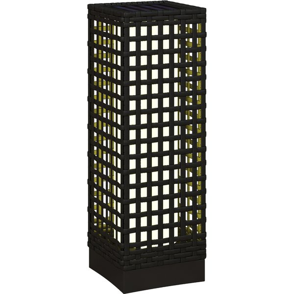 Outsunny Solarleuchte Rattan-Design 15,5x15,5x46cm wasserdicht mit Lichtsensor automatische LED Gartenlampe schwarz für Terrasse & Garten Aosom.de