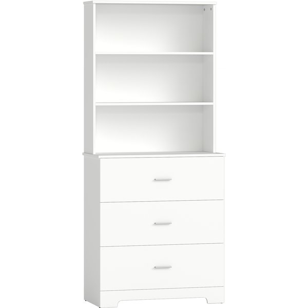 Homcom BibliothèQue à 6 Niveaux, Meuble De Rangement Avec 3 Tiroirs Et 3 éTagèRes Ouvertes, 79 X 39,5 X 182,2 Cm, Blanc-image