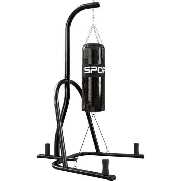 Sportnow Support De Sac De Frappe Autoportant Avec Sac, Corde Bungee, ChaîNe 360°, Base En U, Porte-Disques, Acier-image