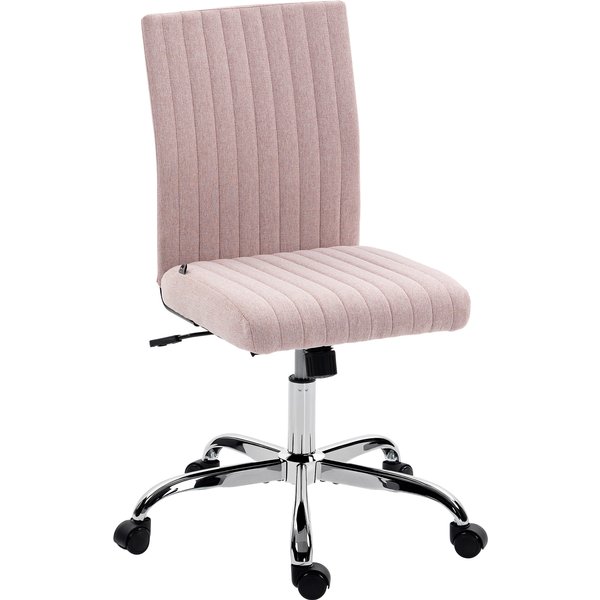 Homcom Chaise De Bureau Sans Accoudoirs, Fauteuil De Bureau, Hauteur RéGlable Et Pivotant 360°, 43 X 56 X 89-99 Cm, Rose-image