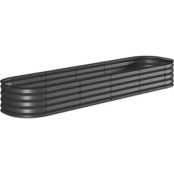 Outsunny JardinièRe Carré Potager De Jardin En Acier Modulable Pour LéGumes Plantes Fleurs, 240 X 62 X 30 Cm Gris Foncé-image