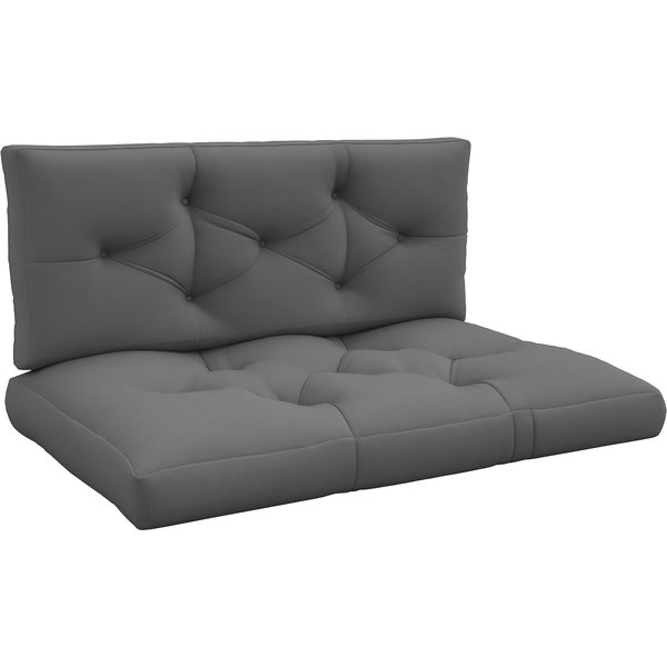 Outsunny Lot De 2 Coussins Assise Et Dossier Pour Banc Banquette, Palette 2 Places Dim. 120L X 80L X 12H Cm Polyester Gris-image