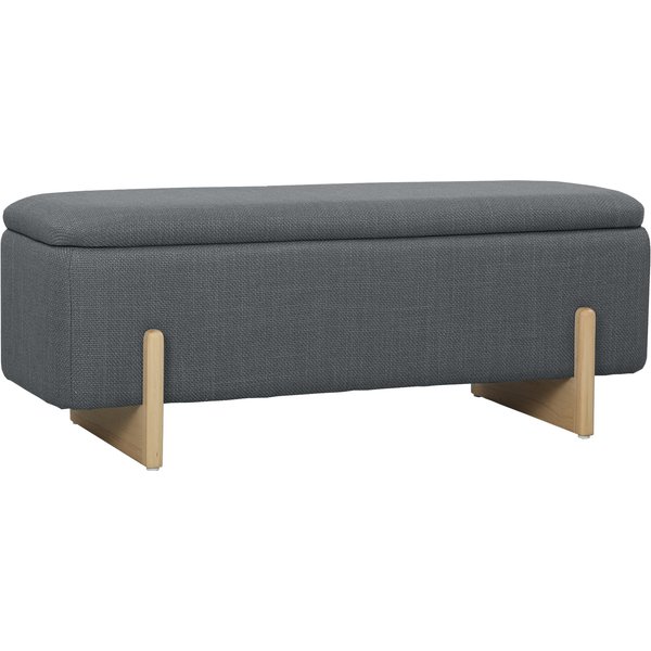HOMCOM Sitzbank mit Stauraum, Polsterbank mit Leinenoptik, Holzbeine, Bettbank mit Sicherheitsscharniere für Wohnzimmer, Schlafzimmer, Flur, 111 x 44 x 44,5 cm, Dunkelgrau Aosom