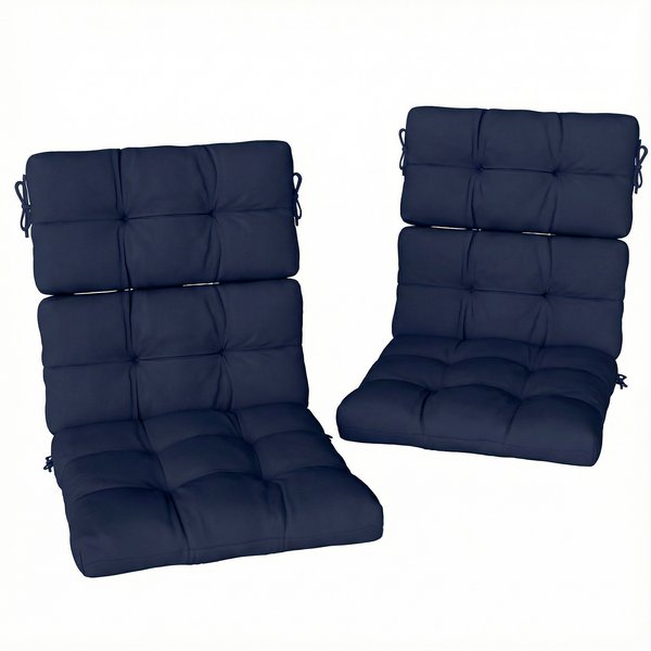 Outsunny 2-Piece Seat Cushion Replacement with Backrest, Garden Patio Chair Cushions Set with Ties, Dark Blue