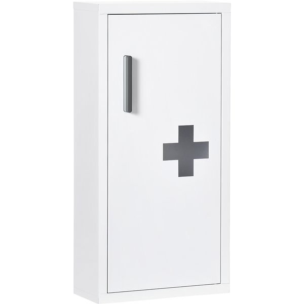 kleankin Medizinschrank Erste Hilfe Schrank Weiß mit 3 Innenfächern & Magnetverschluss für Medikamente 40x15x53,5 cm Aosom.de