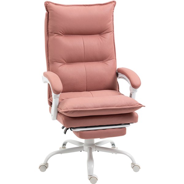 Vinsetto Fauteuil De Bureau Massant Et Chauffant, Chaise De Bureau, Hauteur RéGlable, Dossier Inclinable, 66X74X121,5Cm Rose-image