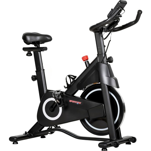 Sportnow VéLo D'appartement, VéLo D'exercice, RéSistance MagnéTique RéGlable, ÉCran Lcd, SièGe Confortable, 108X51X116Cm, Blanc-image