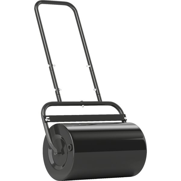 Outsunny Rasenwalze mit U-Griff 32cm Durchmesser 38L Wasser oder 62kg Sand Metall Schwarz 57x32,5x107cm für perfekten Rasen Aosom.de