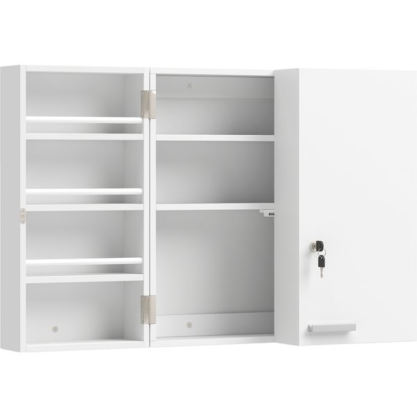 HOMCOM Medizinschrank abschließbar 2-türig Medikamentenschrank mit 11 Fächer 2 Schlüssel Hängend Arzneischrank für Küche, Flur, Wohnzimmer, 53 x 20 x 53 cm, Weiß Aosom
