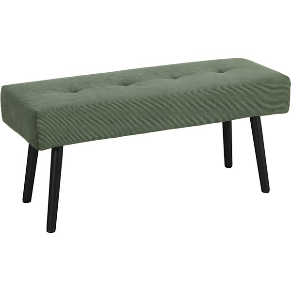 HOMCOM Sitzbank Polsterbank mit Cordbezug, getuftete Bettbank mit Metallbeine, Schuhbank Flurmöbel für Schlafzimmer, Wohnzimmer, Flur 100 x 36 x 45 cm Grün Aosom