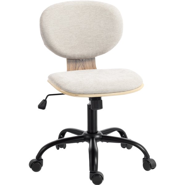 HOMCOM Home Office Desk Chair Rocking Function Ergonomic Swivel Chair with PU Wheels, Light Grey