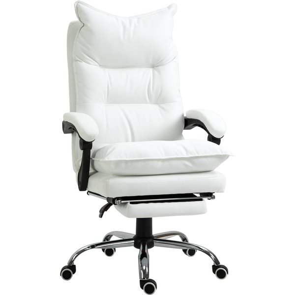 Vinsetto Fauteuil De Bureau, Chaise Bureau Ergonomique Avec Dossier Inclinable, Hauteur RéGlable, 66 X 72 X 130 Cm, Blanc-image