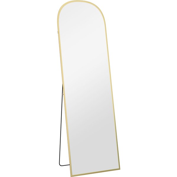 HOMCOM Ganzkörperspiegel 170 x 50 cm Gewölbter Standspiegel mit Bruchsichere Glas und Alurahmen, Wandspiegel zum Anlehnen, Stehen, Spiegel für Wohnzimmer, Schlafzimmer, Flur, Gold Aosom