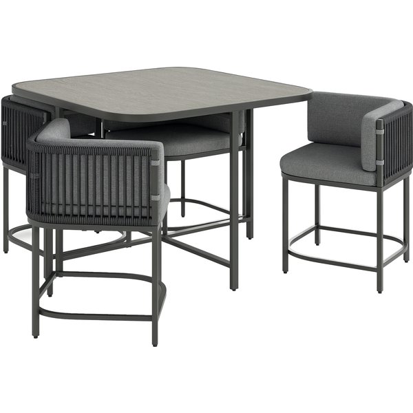 Outsunny 4-Seater Rattan Cube Garden Furniture Set with Cushions - Charcoal Grey