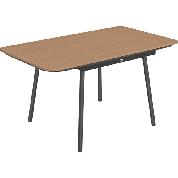 Outsunny Gartentisch 140 x 80 cm für 6 Personen rostbeständig Outdoor Esstisch mit WPC-Tischplatte Holzoptik Verstellbare Füße, Rechteckiger Terrassentisch Balkontisch für Garten Balkon Terrasse Teak Aosom