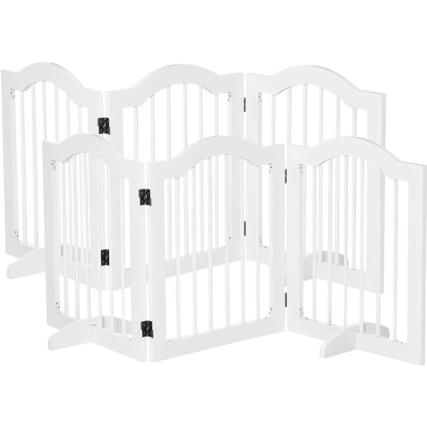 Pawhut Lot De 2 BarrièRes De SéCurité BarrièRe Modulable Pliable Pour Animaux De Compagnie Pied De Support 154,5 X 61 Cm Blanc-image
