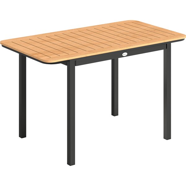 Outsunny Table De Jardin Pour 6 Personnes, 127 X 70 Cm, Table D'extéRieur Avec Plateau à Lattes En Bois Plastique, Cadre En MéTal-image