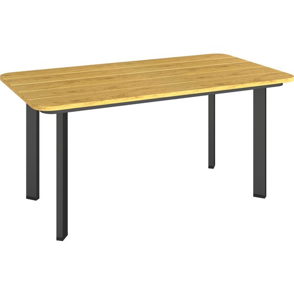 Outsunny Outdoor Garden Coffee Table, Garden Table with Slatted Wood Plastic Composite Top and Metal Frame, Brown
