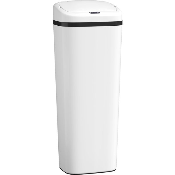 Homcom Poubelle Cuisine Automatique 50L En Acier Inoxydable, Poubelle à Capteur De Mouvement Sans Contact, 33X25X84Cm, Blanc-image