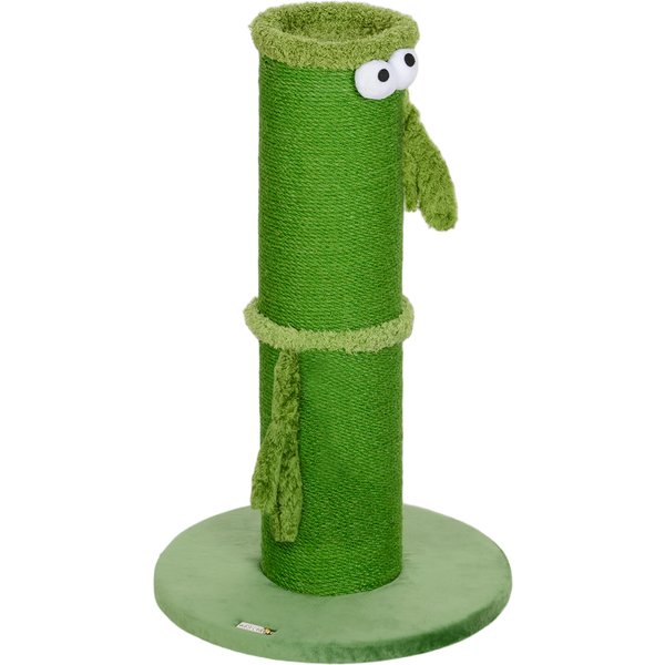 PawHut 63cm Cat Scratching Post for Indoor Cats, with Sisal Rope Cover, Large Base, Green | Aosom Ireland