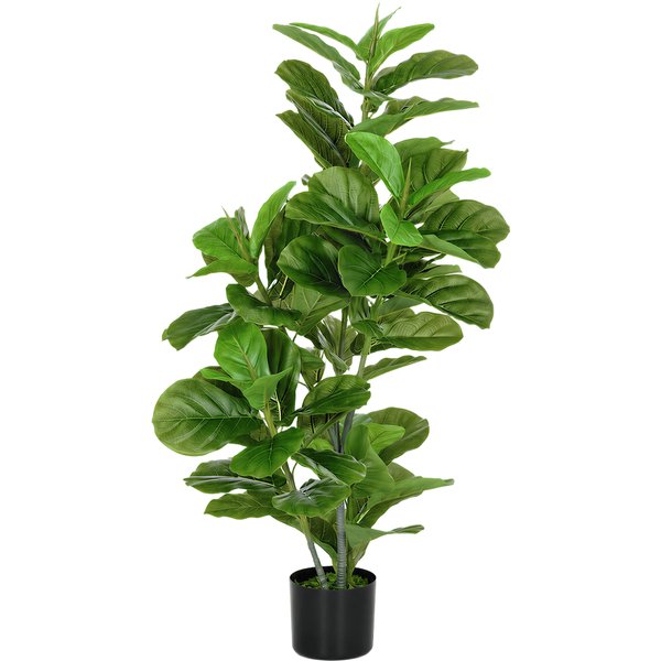 HOMCOM Künstliche Ficus-Pflanze, 110 cm hoch mit 90 Blättern & Topf, Dekorativer Kunstbaum für Wohnzimmer & Büro, Grün Aosom