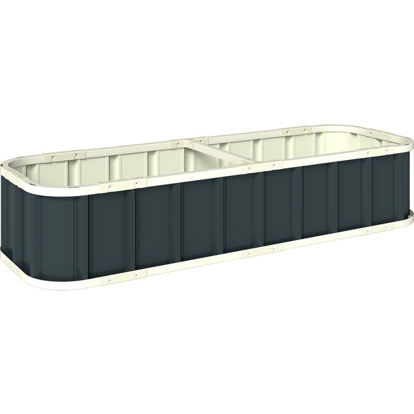 Outsunny Galvanised Raised Garden Bed, 5 x 2 x 1 ft Metal Planter with Gloves and Folded Edging, Dark Grey