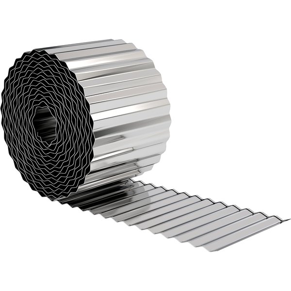 Outsunny Metal Garden Edging Border, 8 in x 21.3 ft Corrugated Heavy Duty Galvanised Steel Lawn Edging, Silver Tone