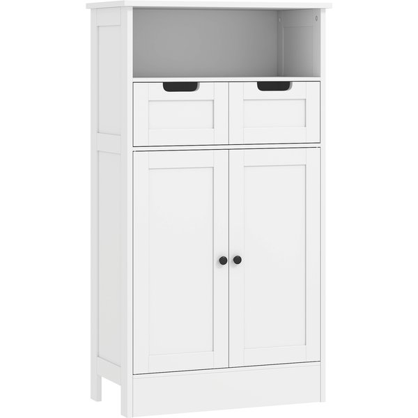 kleankin Badzimmerschrank, Badeschrank, Aufbewahrungsschrank mit verstellbar Ablage, Unterschrank mit 2 Schubladen, Türschrank, für Badezimmer, Wohnzimmer 60 x 30 x 108,8 cm, Weiß Aosom