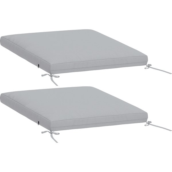 Outsunny Lot De 2 Coussins De Chaise De Jardin, Galettes De Chaise 50 X 50 Cm, Mousse Haute Densité, AntidéRapants 50X50 Cm Gris-image
