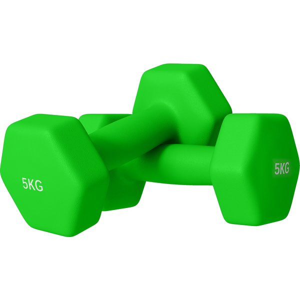 SPORTNOW 2 x 5kg Hexagonal Dumbbells Weights Set with Non-Slip Grip for Home Gym Workout, Green | Aosom Ireland