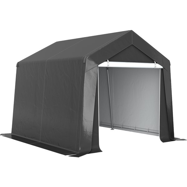 Outsunny Carport Zeltgarage 3x3 m Wasserdicht Garagenzelt mit Rolltür Belüftungsfenster Verlängerte Kanten, UV-beständig Winterfest Lagerzelt, Weidezelt Unterstand für Auto SUV Boote LKW Dunkelgrau Aosom
