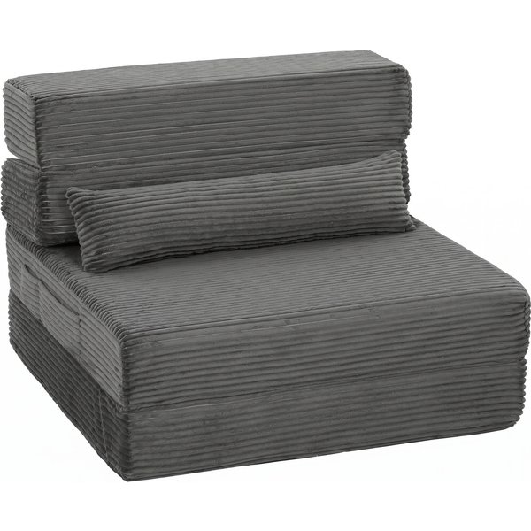 HOMCOM Bodenstuhl mit Rückenstütze, Cord Faltbare Schlafsofa, Boneless Cloud Gaming-Stuhl mit dickem Polster, Lendenkissen & Seitentaschen für Wohnzimmer & Schlafzimmer, Dunkelgrau Aosom