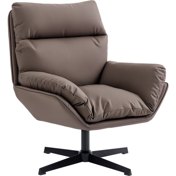 HOMCOM Accent Chair with 360° Swivel Armchair for Living Room with Padded Cushion Dark Brown