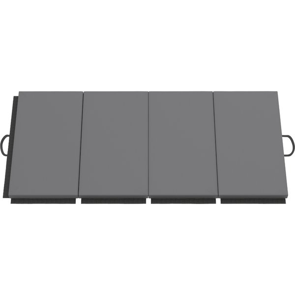 Homcom Tapis De Gymnastique Yoga Pilates Fitness Pliable En 4 Avec PoignéEs RevêTement SynthéTique 180 X 80 X 5 Cm Gris-image