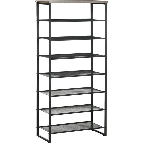 HOMCOM 8-Tier Mesh Shelves Shoe Rack, Free Standing Storage Organizer for 21-24 Pairs, Entryway Stand, Black and Grey | Aosom Ireland