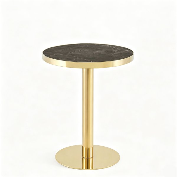 Table D'appoint Ronde Moderne, Gris+Or Aosom France-image