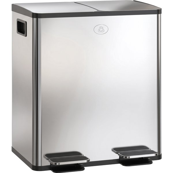 Homcom Poubelle De Cuisine Double, 2 X 20L, 2 Couvercles à Fermeture Douce, Seaux IntéRieurs Amovibles Et PoignéEs-image
