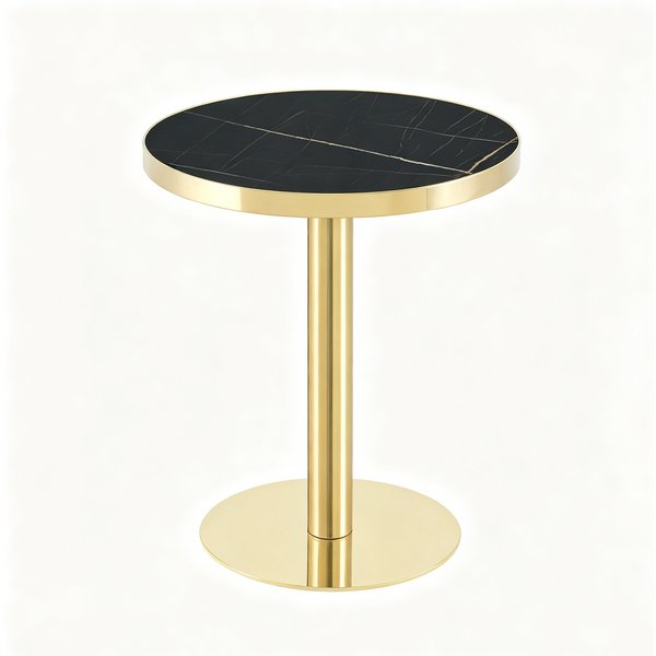 Table D'appoint Ronde Moderne, Noir+Or Aosom France-image